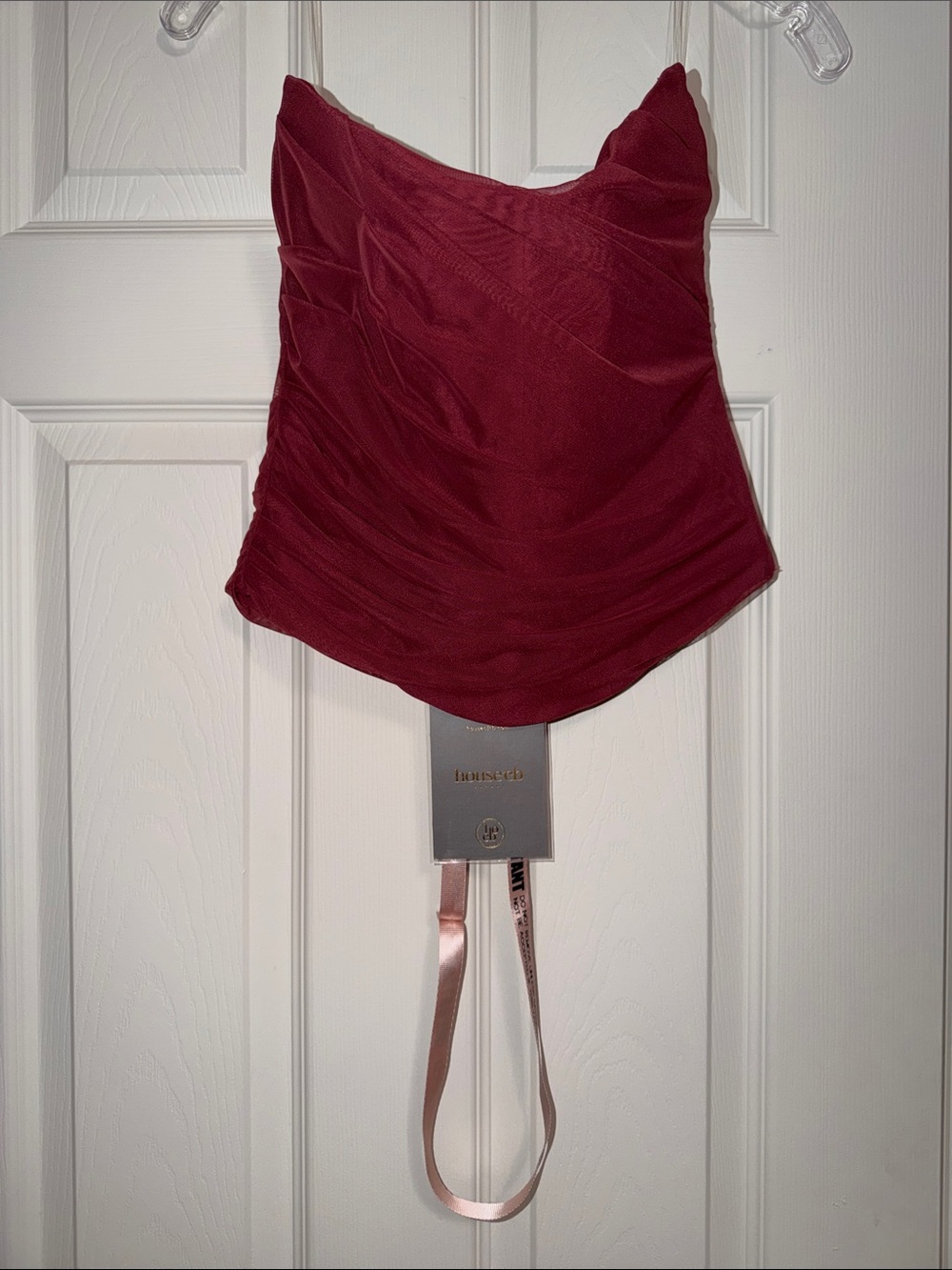 House of CB Hallie Cabernet Strapless Corset With Neck Scarf (Regular Cup Size) - Picture 2 of 12